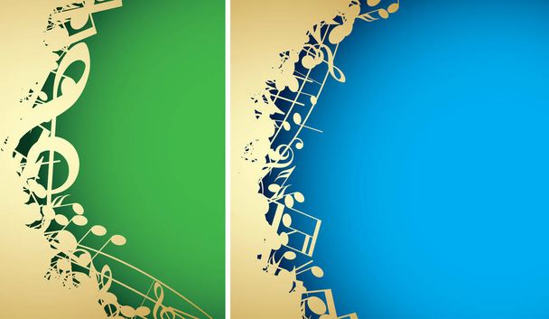 gradient backgrounds with golden music notes - vector musical decorations - Vector, Image