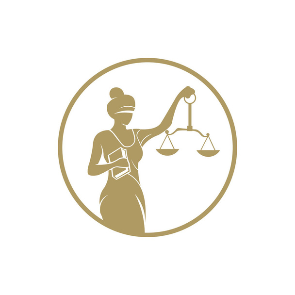 Themis logotipo da justiça e da lei, mulher cega com escalas
. - Vetor, Imagem