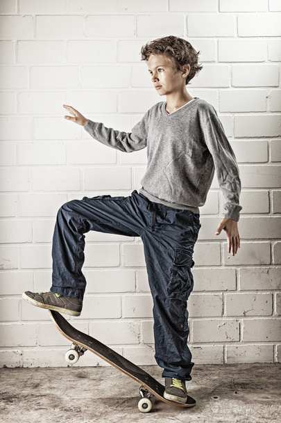 Cool Boy on his skateboard - Фото, изображение