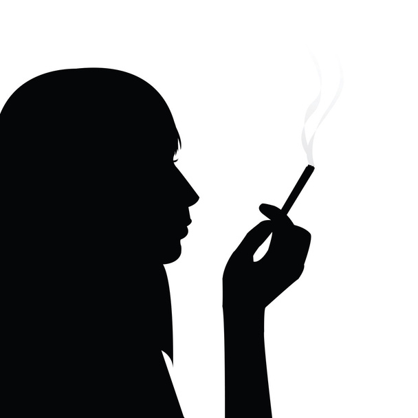 Курящая девушка чёрный силуэт
 - Фото, изображение