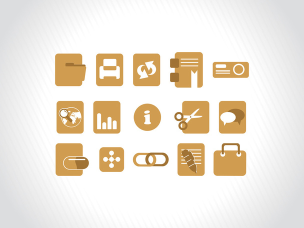 Online icons, yellow - Vector, imagen