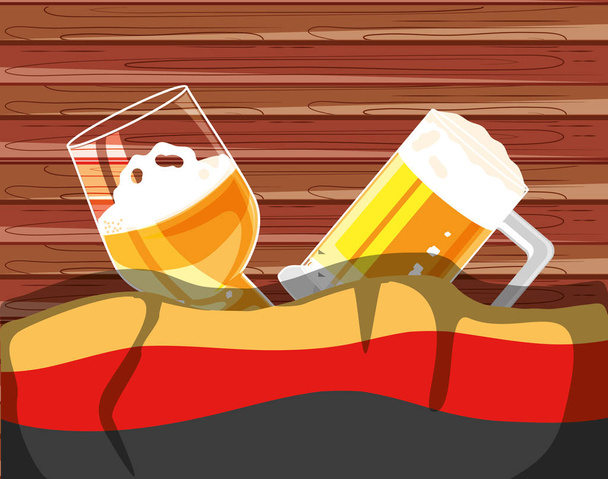 φλιτζάνι μπύρας με τη γερμανική σημαία Φεστιβάλ του Οκτώβρη - Διάνυσμα, εικόνα
