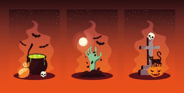Set pictogrammen voor Halloween - Vector, afbeelding