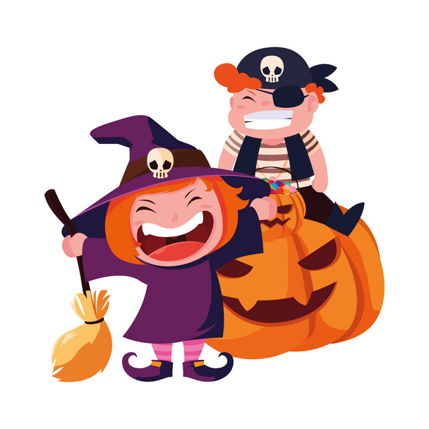 kids in halloween costumes image - Vector, Image