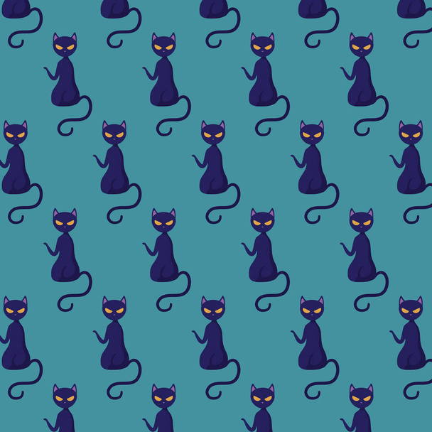 patrón de gatos felino de halloween
 - Vector, imagen