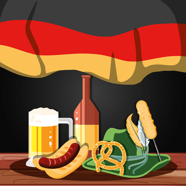 Święto Oktoberfest z zestawem ikon - Wektor, obraz
