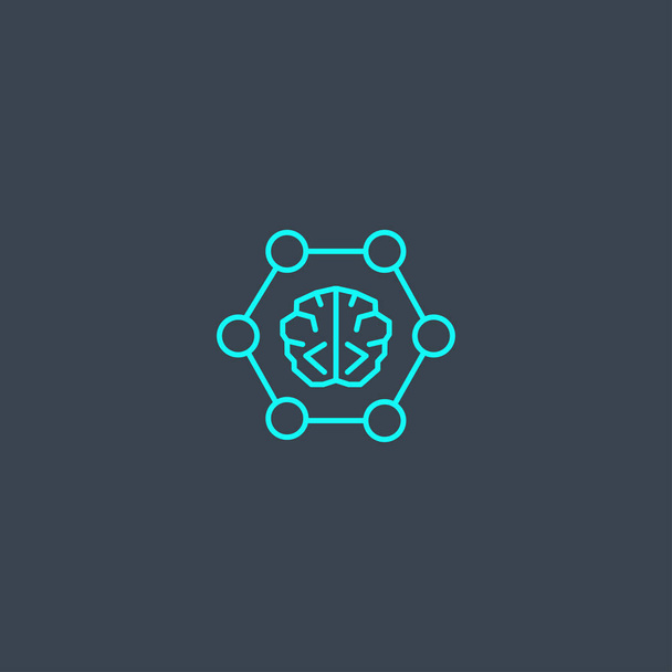 neural networks concept blue line icon. Simple thin element on dark background. neural networks concept outline symbol design. Can be used for web and mobile - Vektor, obrázek