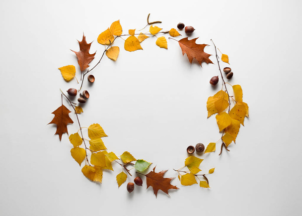 Autumn background with fall foliage frame - Photo, image
