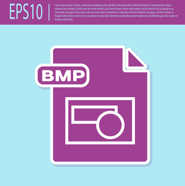 Ρετρό μοβ έγγραφο αρχείο BMP. Κατεβάστε το εικονίδιο του κουμπιού bmp απομονωμένο σε τιρκουάζ φόντο. Σύμβολο αρχείου BMP. Απεικόνιση διανυσματικών φορέων - Διάνυσμα, εικόνα
