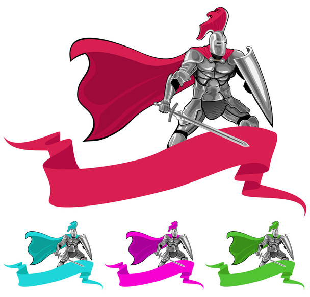 Knight and banner - Vector, Image