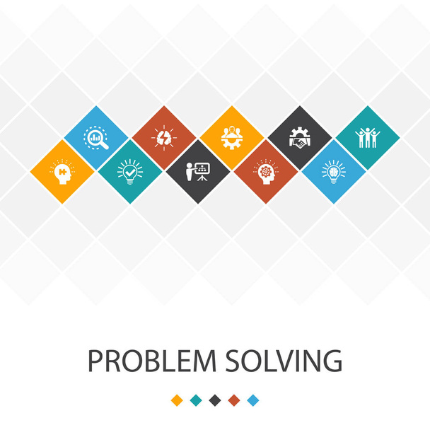 probleemoplossing trendy UI sjabloon infographics concept. analyse, idee, brainstormen, iconen - Vector, afbeelding