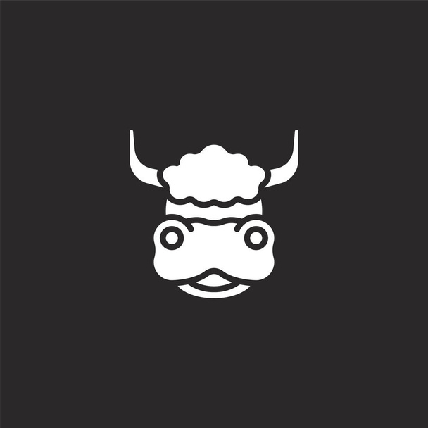 icône de yak. Icône de yak remplie pour la conception de site Web et mobile, développement d'applications. icône de yak de la collection d'avatars animaux remplis isolé sur fond noir
. - Vecteur, image