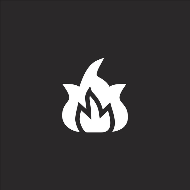 Feuer-Symbol. gefüllt Feuer-Symbol für Website-Design und mobile, App-Entwicklung. Feuer-Ikone aus gefüllter Rock 'n Roll-Kollektion isoliert auf schwarzem Hintergrund. - Vektor, Bild