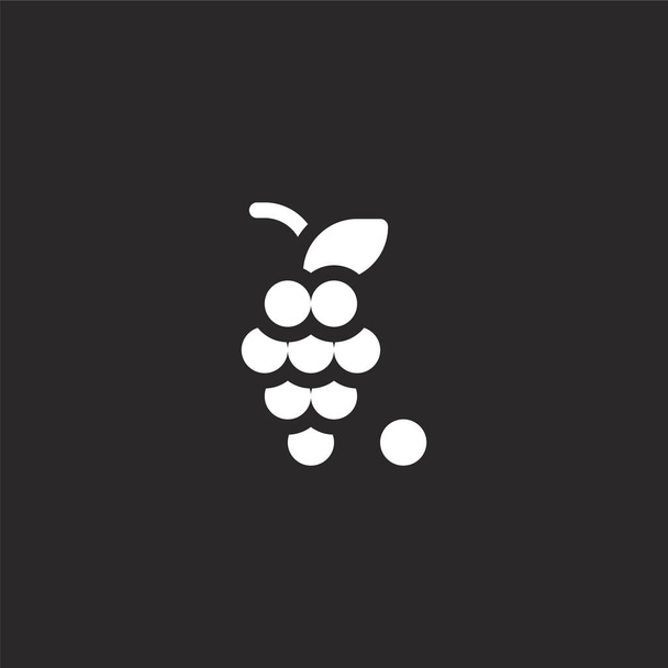 Ícone de uvas. Ícone de uvas cheio para design de site e móvel, desenvolvimento de aplicativos. ícone de uvas da coleção itália preenchido isolado no fundo preto
. - Vetor, Imagem