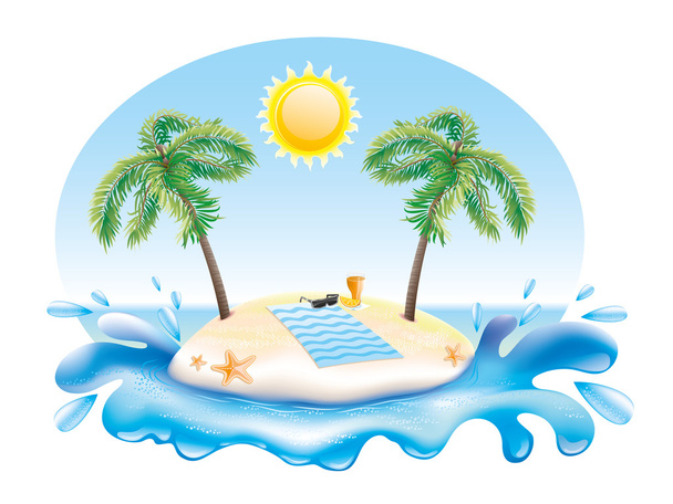Tropical island illustration. - Вектор,изображение