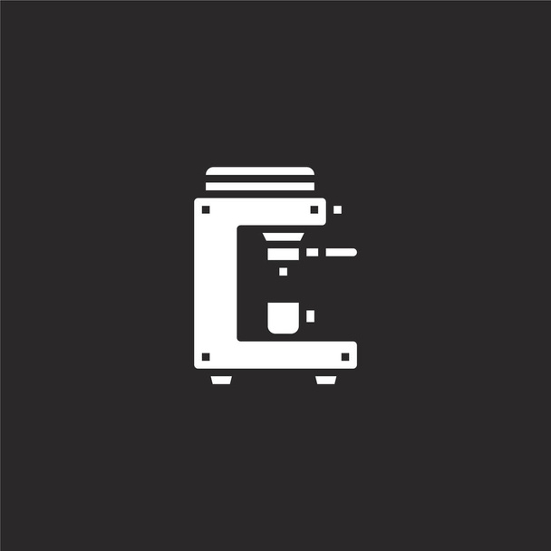 coffee machine icon. Filled coffee machine icon for website design and mobile, app development. coffee machine icon from filled breakfast collection isolated on black background. - Vector, Image
