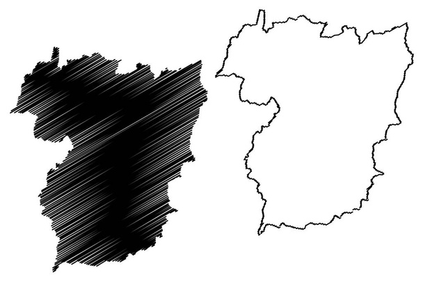 Vila Real District (Portugalin tasavalta, Portugali) kartta vektori kuva, scribble luonnos Vila Real kartta
 - Vektori, kuva