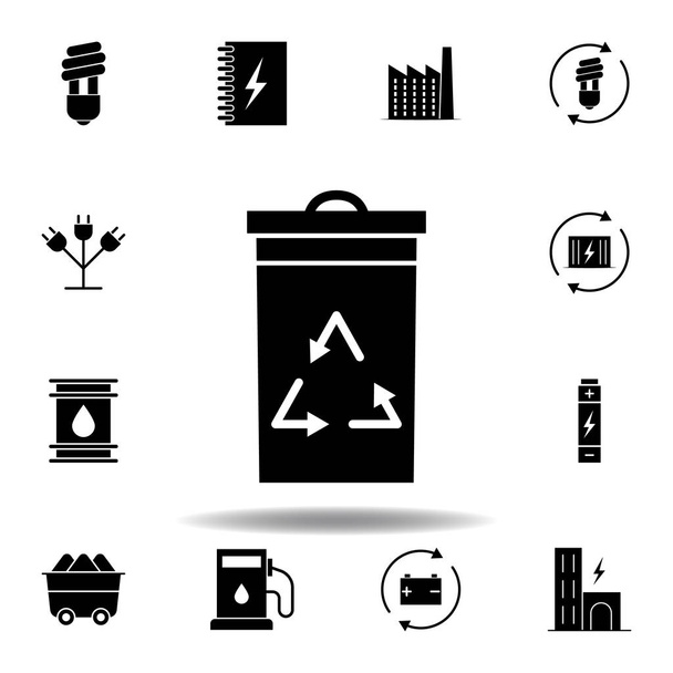 Prullenbak, prullenbak icoon. Set van alternatieve energie illustraties iconen. Kan worden gebruikt voor web, logo, mobiele app, ui, UX - Vector, afbeelding