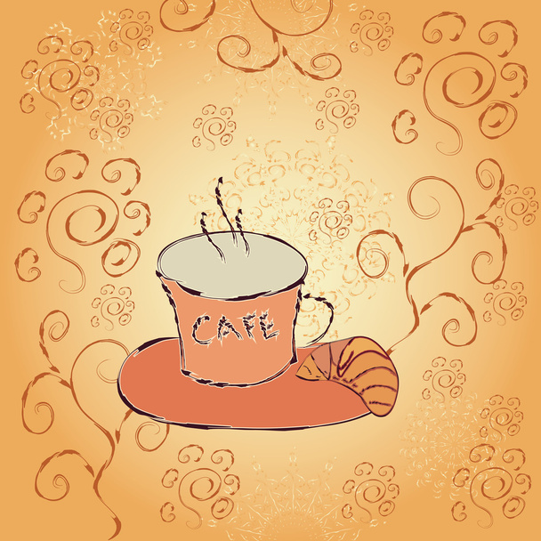 Una taza de café sobre un fondo de mandalas y patrones
 - Vector, imagen