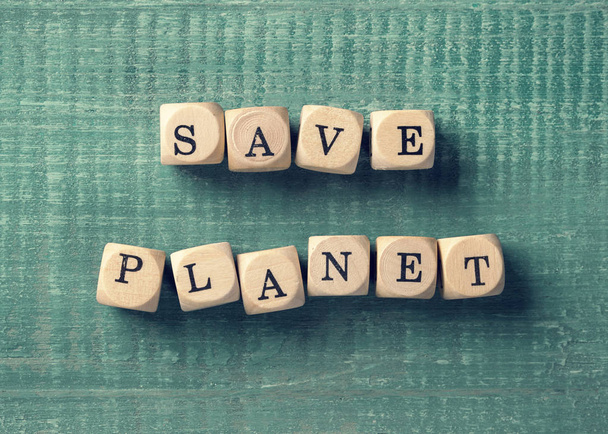 Letter cubes with word save planet - Fotografie, Obrázek