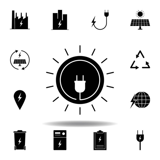 Розетка, значок круга. Набор иконок альтернативной энергии. Может использоваться для веб, логотип, мобильное приложение, пользовательский интерфейс, UX
 - Вектор,изображение