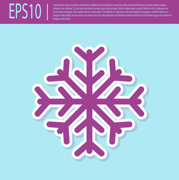 Retro fioletowa ikona płatka śniegu izolowana na turkusowym tle. Ilustracja wektora - Wektor, obraz