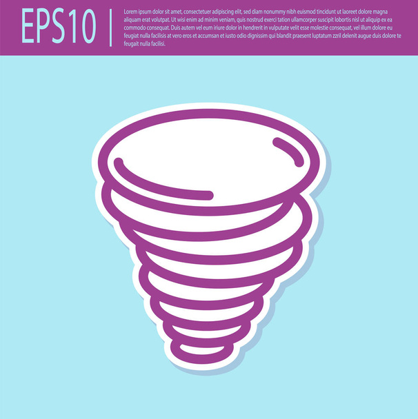 Retro purple Tornado icon isolated on turquoise background. Cyclone, whirlwind, storm funnel, hurricane wind or twister weather icon. Vector Illustration - Vector, Image