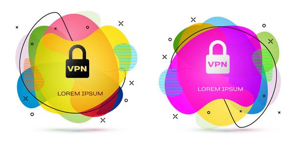 Color Lock VPN icon isolated on white background. Abstract banner with liquid shapes. Vector Illustration - Vector, Image