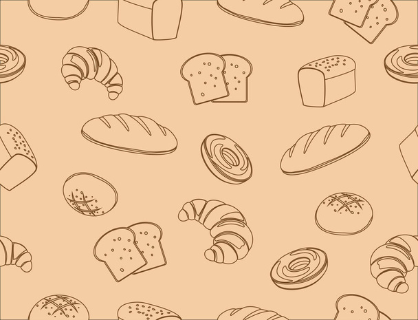 Бесшовный рисунок рисованной вручную линии фона пекарни - векторная иллюстрация
 - Вектор,изображение