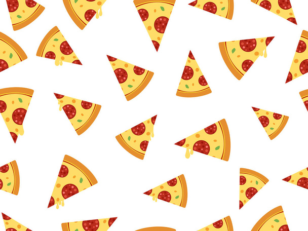 Rebanada de pizza vectorial sin costuras aislada sobre fondo blanco
 - Vector, imagen