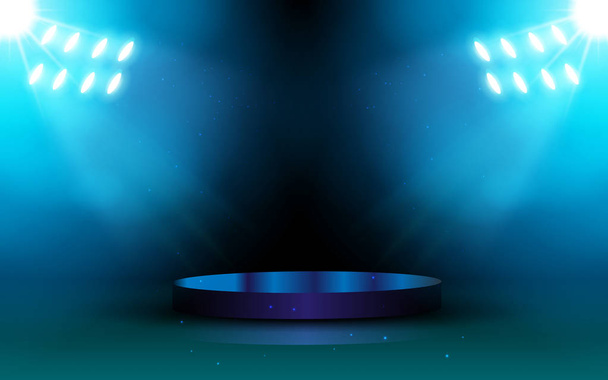  blue stand with spotlight in the studio room - Vector, Image