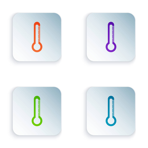 Color Thermometer icon isolated on white background. Set icons in colorful square buttons. Vector Illustration - Vector, Image