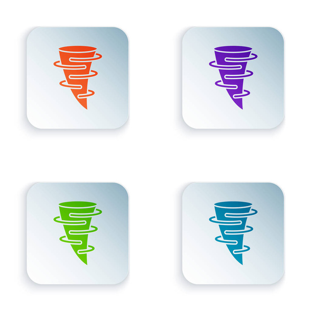 Cor ícone Tornado isolado no fundo branco. Definir ícones em botões quadrados coloridos. Ilustração vetorial
 - Vetor, Imagem
