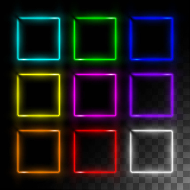 Realistic neon frame set square - Vektori, kuva