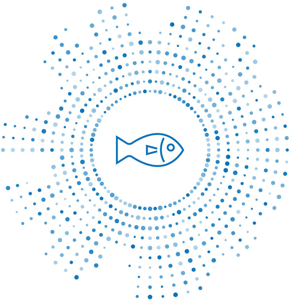 青い線魚のアイコンは、白い背景に分離されています。抽象的な円ランダムドット。ベクトルイラストレーション - ベクター画像