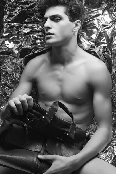 Beautiful (handsome) muscular male model with nice body in trend - Fotografie, Obrázek