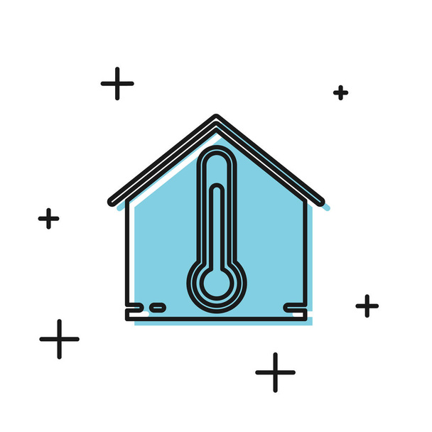 Icône de température Black House isolée sur fond blanc. Icône du thermomètre. Illustration vectorielle
 - Vecteur, image