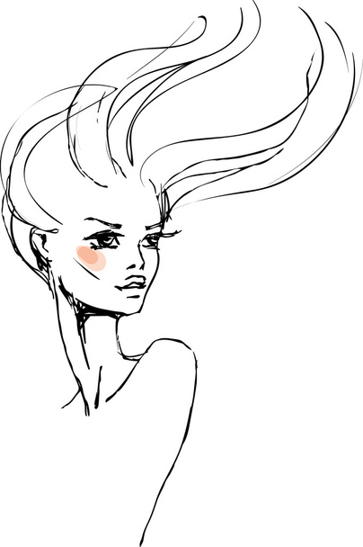 mujer con el pelo largo - Vector, Imagen