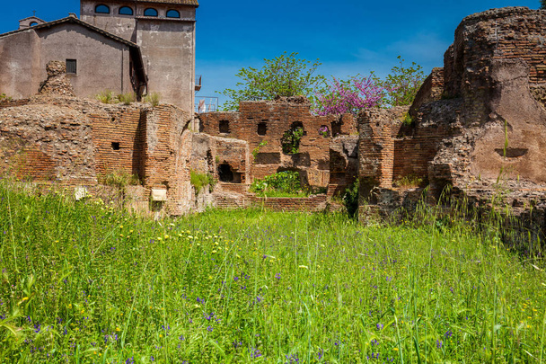 Nymphaeum e Cisterns adjacentes no Monte Palatino em Roma
 - Foto, Imagem
