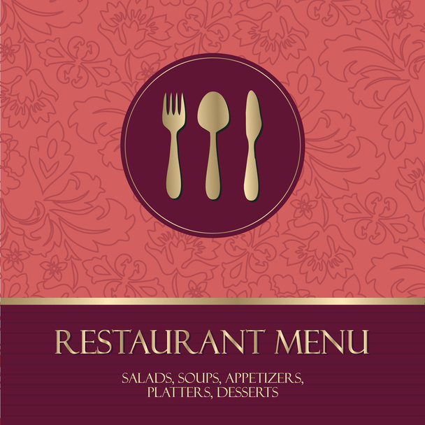 Restaurant menu, with gold details - Διάνυσμα, εικόνα