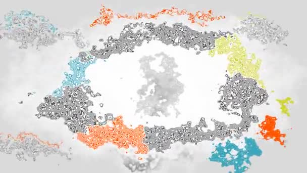absztrakt animált pislákoló festett háttér zökkenőmentes hurok videó-akvarell splotch hatás-szín világosszürke narancssárga, kék, zöld és fekete-fehér - Felvétel, videó