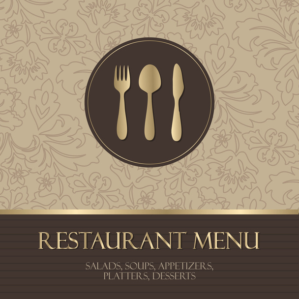 Restaurant menu, with gold details - Vector, Image