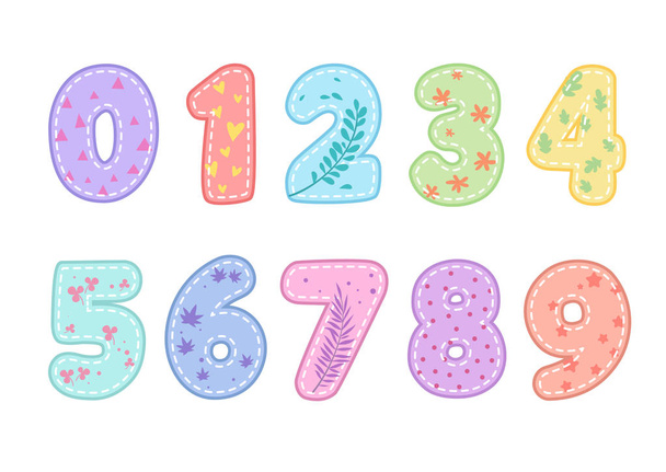 Cute funny numbers vector illustration set - Vector, afbeelding