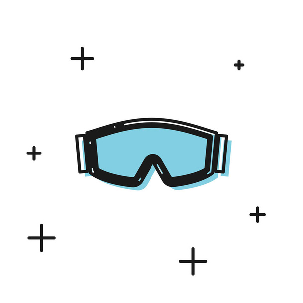 Black Ski goggles icon isolated on white background. Extreme sport. Sport equipment. Vector Illustration - Vector, Image