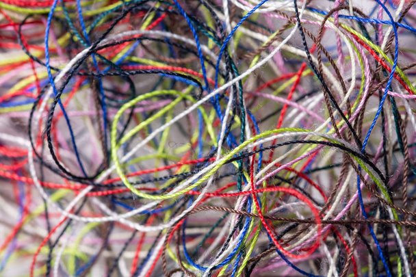 Colorful thread, chaotic clew thread - Foto, Bild