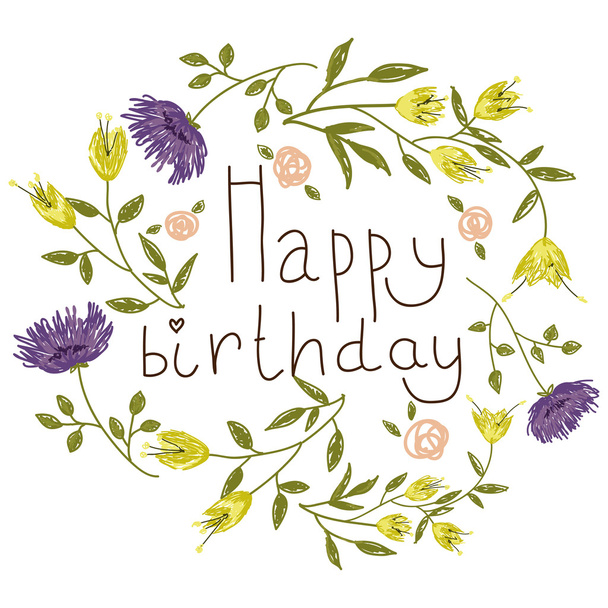 Birthday card on a floral background. Vector illustration for your holiday presentation. Easy to use. Eps 10 - Vector, afbeelding