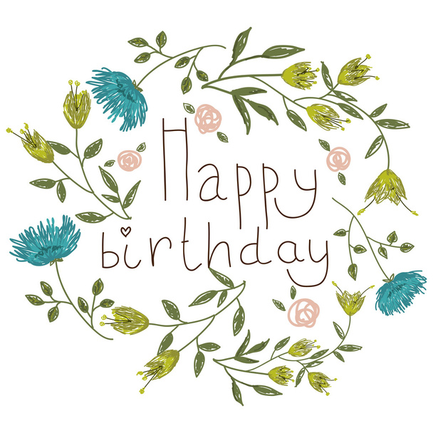 Birthday card on a floral background. Vector illustration for your holiday presentation. Easy to use. Eps 10 - Vektor, kép