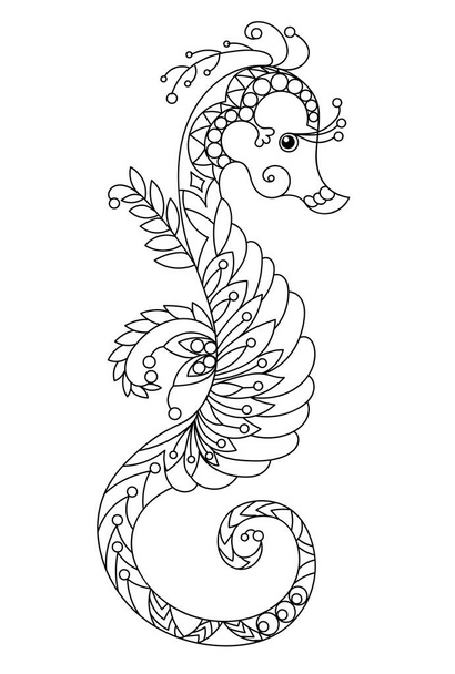 Oranemtal Vector Seahorse Doodle - Вектор,изображение