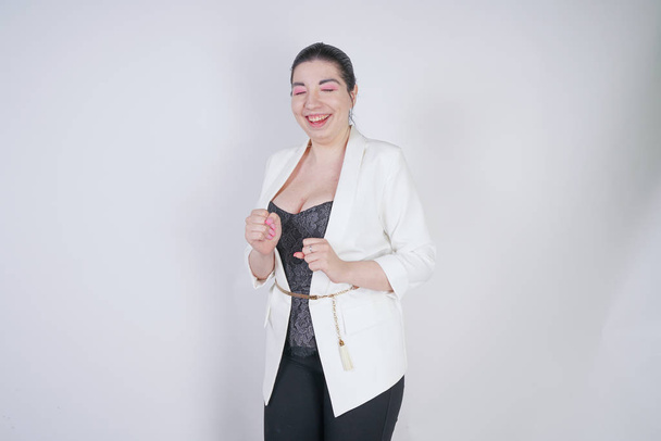 Businesswoman. Young Business woman on white background. Portrait of beautiful multiracial model. - Fotó, kép