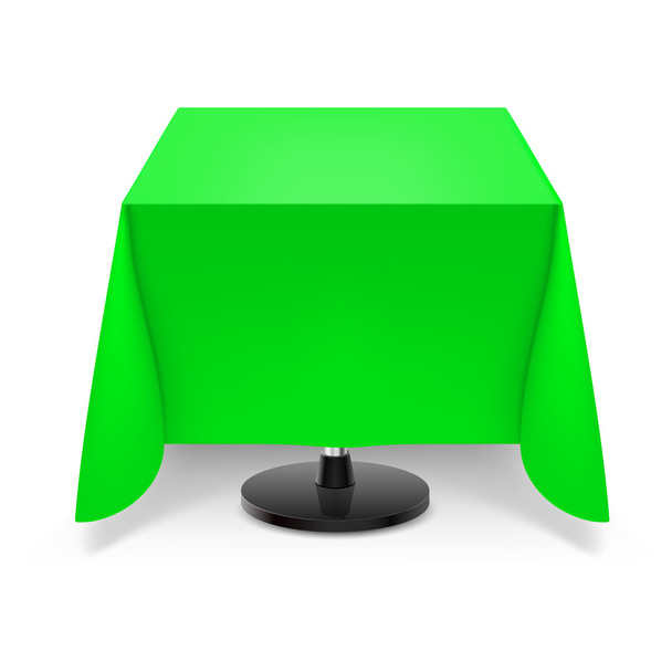 Square table with green tablecloth. - Vetor, Imagem